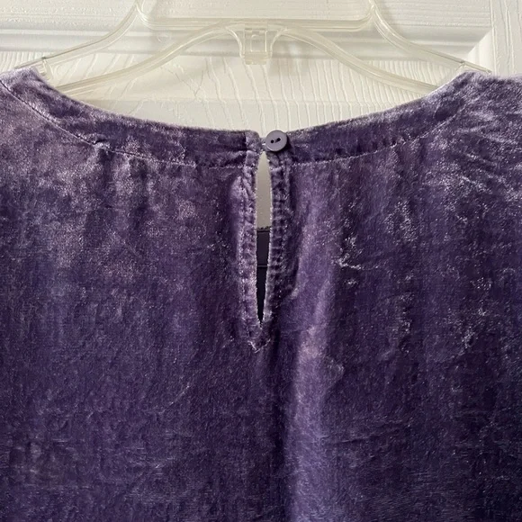 EUC— Eileen Fisher Purple Crushed Velvet Top With 3/4 Sleeves - Picture 8 of 8